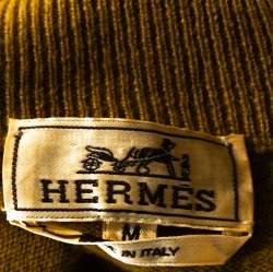 Hermes Tan Brown Rib Knit Cashmere Long Sleeve Sweater M