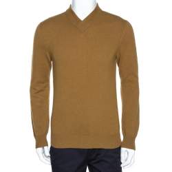 Hermes Tan Brown Rib Knit Cashmere Long Sleeve Sweater M