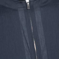 Hermes Charcoal Grey Cotton Zip Front Bomber Jacket L
