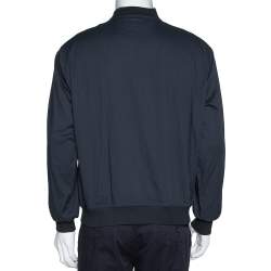 Hermes Charcoal Grey Cotton Zip Front Bomber Jacket L