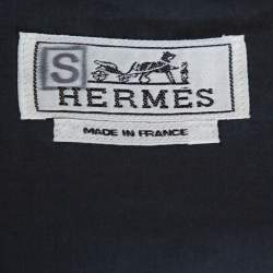 Hermes Charcoal Grey Cotton Zip Front Bomber Jacket L