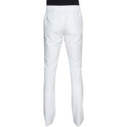 Hermes White Cotton Elasticized Waist Straight Leg Pants L