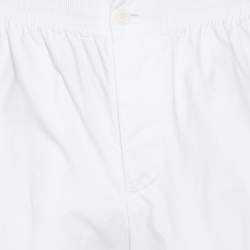 Hermes White Cotton Elasticized Waist Straight Leg Pants L