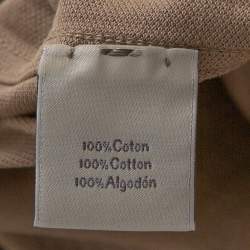 Pre Owned Hermes Beige Cotton Pique Striped Collar Polo T-Shirt XXL