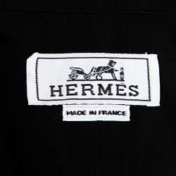 Pre Owned Hermes Black Cotton Stripe Detail Long Sleeve Shirt XXL
