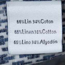 Pre Owned Hermes Blue Printed Linen & Cotton Long Sleeve Shirt M