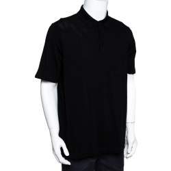 Pre Owned Hermès Black Cotton Pique Polo T-Shirt XXXL 