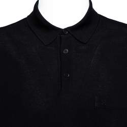 Pre Owned Hermès Black Cotton Pique Polo T-Shirt XXXL 