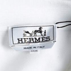 Pre Owned Hermès White Cotton Pique Polo T-Shirt 3XL 