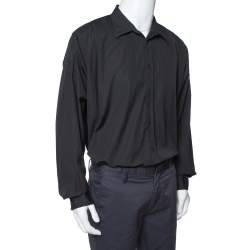 Pre Owned Hermes Black Cotton Button Front Long Sleeve Shirt 5XL