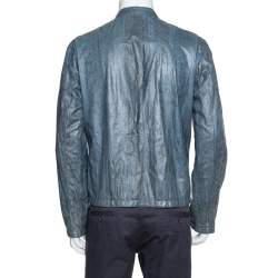 Hermès Blue Snakeskin Leather Reversible Jacket L