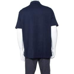 Hermes Navy Blue Cotton Pique Polo T Shirt XXL