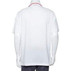 Hermes White Cotton Pique Contrast Detail Polo T Shirt XXL