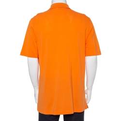 Pre Owned Hermes Orange Cotton Pique Polo T-Shirt XXL