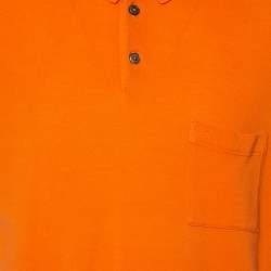 Pre Owned Hermes Orange Cotton Pique Polo T-Shirt XXL