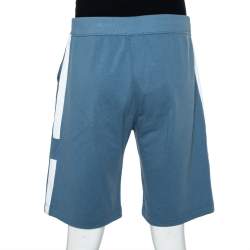 Hermes Blue Cotton Contrast Trim Detail Jogging Shorts XL