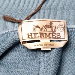 Hermes Blue Cotton Contrast Trim Detail Jogging Shorts XL