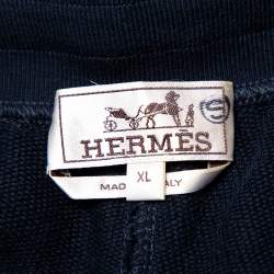 Hermes Black Cotton Contrast Trim Detail Jogging Shorts XL