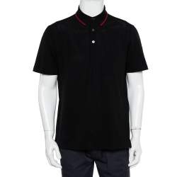 Hermes Black Cotton Pique Logo Embroidered Polo T-Shirt L