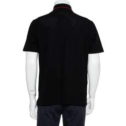 Hermes Black Cotton Pique Logo Embroidered Polo T-Shirt L