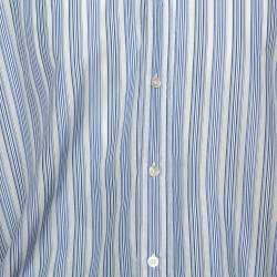 Hermes Blue Striped Cotton Long Sleeve Shirt 3XL