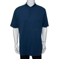 Pre Owned Hermes Blue Cotton Pique  Polo T-Shirt XXL