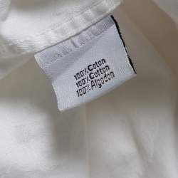 Hermes White Floral Jacquard Cotton Button Front Shirt L
