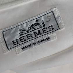 Pre Owned Hermes White Cotton Bomber Jacket XXXS