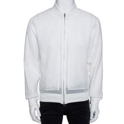 Pre Owned Hermes White Cotton Bomber Jacket XXXS