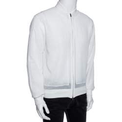 Pre Owned Hermes White Cotton Bomber Jacket XXXS