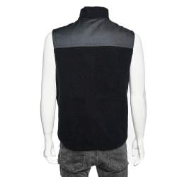 Hermes Navy Blue Fur & Twill Paneled Zipped Sleeveless Vest L