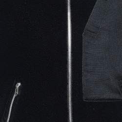 Hermes Navy Blue Fur & Twill Paneled Zipped Sleeveless Vest L