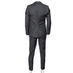 Hermes Charcoal Grey Pinstriped Wool Single Breasted Suit L