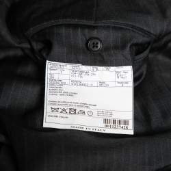 Hermes Charcoal Grey Pinstriped Wool Single Breasted Suit L