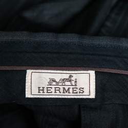 Hermes Charcoal Grey Pinstriped Wool Single Breasted Suit L