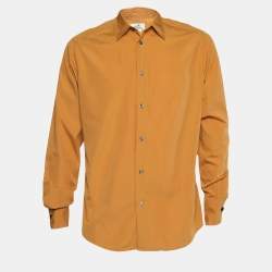 Hermes Mustard Yellow Cotton Button Front Shirt L