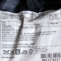 مملوكة مسبقًا Hermes Navy Blue Wool & Satin Trimmed Single Breasted Suit L