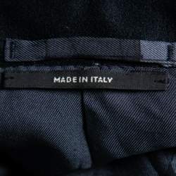 مملوكة مسبقًا Hermes Navy Blue Wool & Satin Trimmed Single Breasted Suit L