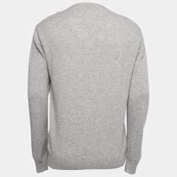 Hermes Grey Cashmere V-Neck Long Sleeve Sweater XXL