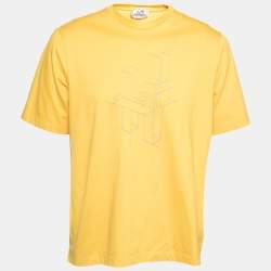 Hermes Yellow Cotton 3D H Embroidered Short Sleeve T-Shirt L