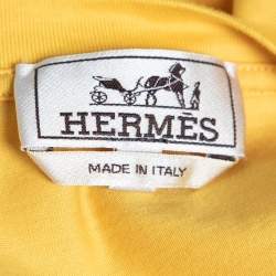 Hermes Yellow Cotton 3D H Embroidered Short Sleeve T-Shirt L