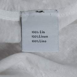 Pre Owned Hermes White Linen Pocketed Short Sleeve Polo T-Shirt M