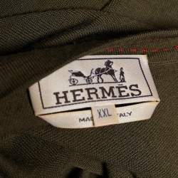 Hermes Olive Green Wool Knit Long Sleeve Jumper XXL
