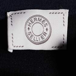 Hermes Sellier Navy Blue Wool Knit Zip Detail T-Shirt XXL