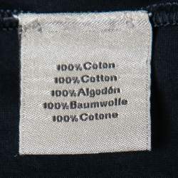 Pre Owned Hermes Navy Blue Cotton Dragon Print T-Shirt XL