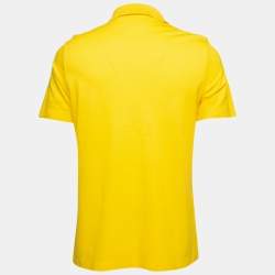 Pre Owned Hermes Yellow Cotton Pique Pocket Detailed Polo T-Shirt M