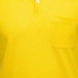 Pre Owned Hermes Yellow Cotton Pique Pocket Detailed Polo T-Shirt M