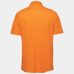 Hermès Orange Pique Knit Polo T-Shirt XL