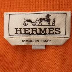 Hermès Orange Pique Knit Polo T-Shirt XL