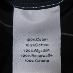 Pre Owned Hermes Dark Blue Cotton Zip Front Short Sleeve Shirt L